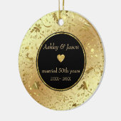Gold Damask und Herz Keramik Ornament (Links)