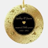 Gold Damask und Herz Keramik Ornament (Hinten)