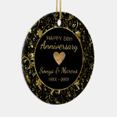 Gold Damask und Herz Keramik Ornament (Rechts)