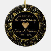 Gold Damask und Herz Keramik Ornament (Hinten)