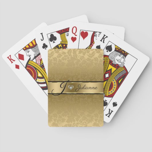 Gold Damask und Herz Spielkarten (Rückseite)