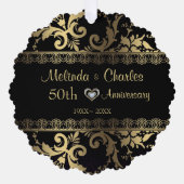 Gold Damask und Hochzeitsjubiläum Ornament Karte (Vorderseite)