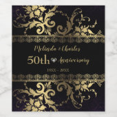 Gold Damask und Hochzeitsjubiläum Weinetikett (Einzelnes Label)