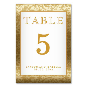 Gold Damask und White - Table Card Tischnummer