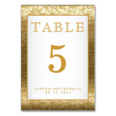 Gold Damask und White - Table Card Tischnummer (Rückseite)