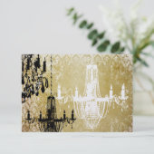 Gold Damask Vintager Kronleuchter Einladung zur Ho (Stehend Vorderseite)