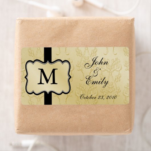 Gold Damask Wedding Favor Labels (Insitu)