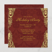 Gold Damask Weihnachtsfeiertag Einladung (Vorne/Hinten)