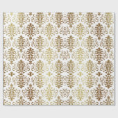 Gold Damask White Script Elegant Geschenkpapier (Flach)