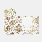 Gold Damask White Script Wedding Elegant Geschenkschachtel (Ungefaltet)