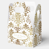 Gold Damask White Script Wedding Elegant Geschenkschachtel (Geöffnet)
