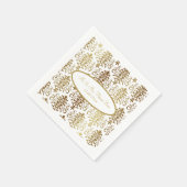 Gold Damask White Script Wedding Elegant Serviette (Ecke)