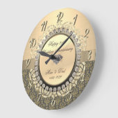 Gold Damask Wirbel 25. Hochzeitstag Große Wanduhr (Winkel)