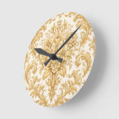 Gold-Damasken-Blumenmuster Runde Wanduhr (Winkel)