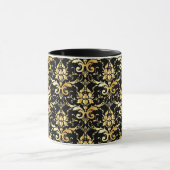 Gold-Damaskenmuster auf Schwarz Tasse (Zentrum)