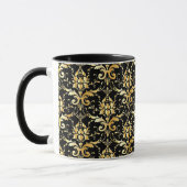 Gold-Damaskenmuster auf Schwarz Tasse (Links)