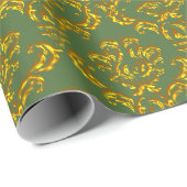 Gold-Damaskons auf Green Geschenkpapier (Rolleneckpunkt)