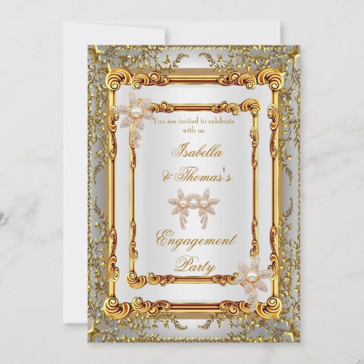 Gold-Damaskus-Blume der Einsatzpartei Einladung (Vorderseite)