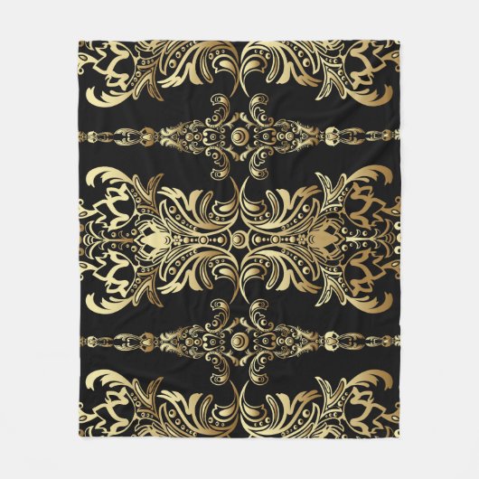 Gold Damaskus, florales Arabesque Muster. Fleecedecke (Vorderseite)