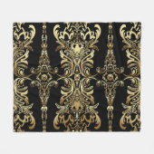 Gold Damaskus, florales Arabesque Muster. Fleecedecke (Vorderseite (Horizontal))