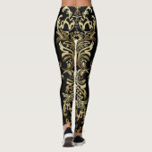 Gold Damaskus, florales Arabesque Muster. Leggings (Rückseite)