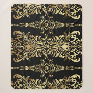 Gold Damaskus, florales Arabesque Muster. Sherpadecke