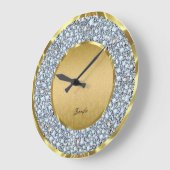 Gold Damaskus & Sparkling Diamonds Glitzer Monogra Große Wanduhr (Winkel)