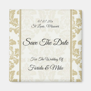 Gold Damast Save The Date Magneteinladung Magnet