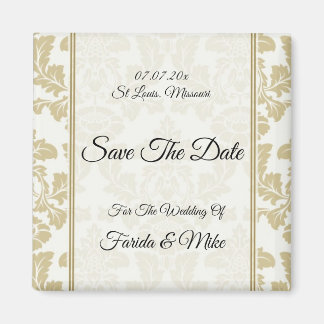 Gold Damast Save The Date Magneteinladung Magnet