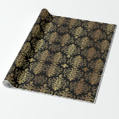 Gold Damast Schwarze Schrift Elegant Geschenkpapier (Ungerollt)