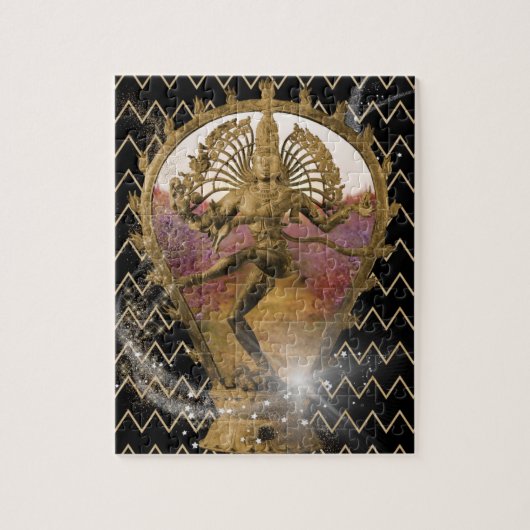 Gold Dancing Shiva Starry Zickzack Puzzle (Vertikal)