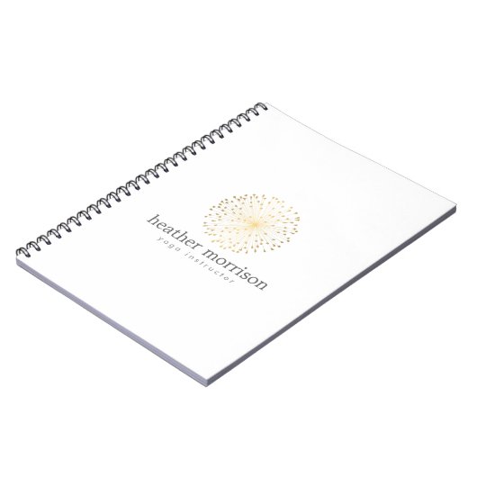 GOLD DANDELION STERNEXPLOSION LOGO on WHITE Notebo Notizblock (Linke Seite)