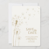 Gold Dandelion Wedding Save the Date Card (Vorderseite)