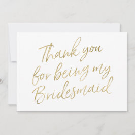 Gold "Danke, dass du meine Brautjungfrau bist!" Dankeskarte
