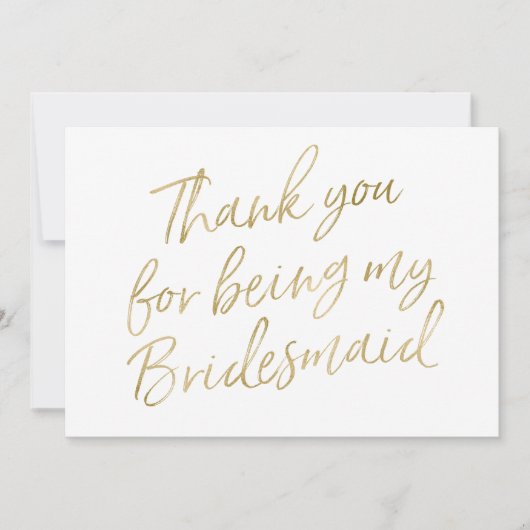Gold "Danke, dass du meine Brautjungfrau bist!" Dankeskarte (Vorderseite)