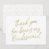Gold "Danke, dass du meine Brautjungfrau bist!" Dankeskarte (Vorne/Hinten)
