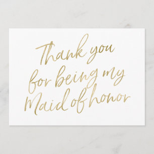 Gold "Danke, dass du meine Trauzeugin bist" Dankeskarte