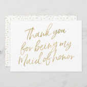 Gold "Danke, dass du meine Trauzeugin bist" Dankeskarte (Vorne/Hinten)