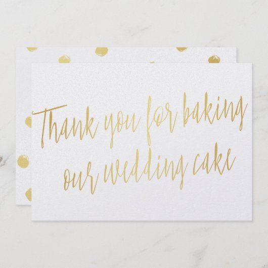 Gold "Danke, dass du unseren Hochzeitskuchen gebac Dankeskarte (Vorne/Hinten)