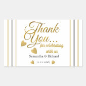 Gold Danke, dass Sie mit uns Hochzeit feiern Rechteckiger Aufkleber (Vorderseite)