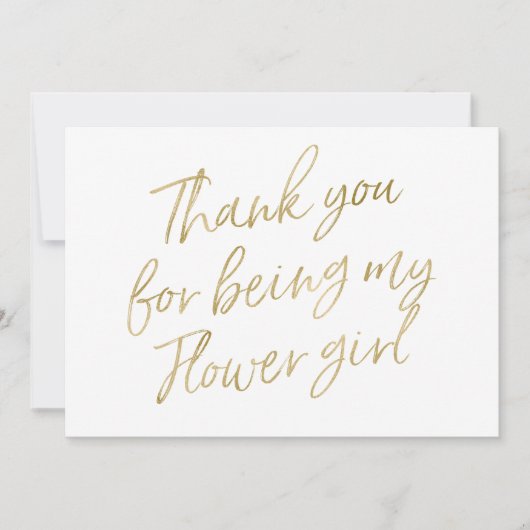 Gold "danken Ihnen für Sein mein Blumenmädchen " Dankeskarte (Vorderseite)