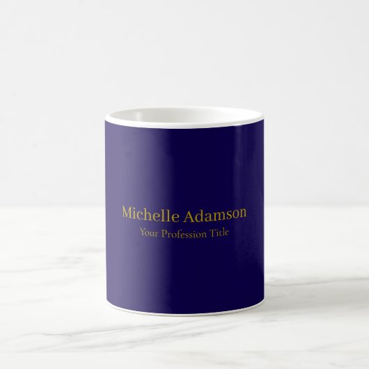 Gold & Dark Blue Color Beruflich Schlicht Kaffeetasse (Mittel)