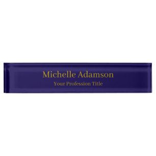 Gold & Dark Blue Color Beruflich Schlicht Namensplakette