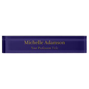 Gold & Dark Blue Color Beruflich Schlicht Namensplakette