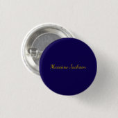 Gold & Dark Blue Color Professional Plain Own Name Button (Vorne & Hinten)