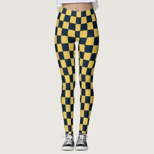 Gold & Dark Blue Karo handgezogene Pastellfarben b Leggings
