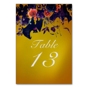 Gold Dark Floral Halloween Tischnummer