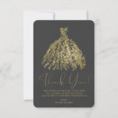 Gold & Dark Gray Botanisches Kleid Vielen Dank Einladung (Vorderseite)