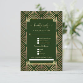 Gold Dark Green Art Deco Song Anfrage Hochzeit RSVP Karte