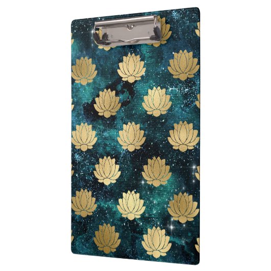 Gold & Dark Green Galaxy Dharma Mandala Muster Klemmbrett (Links)